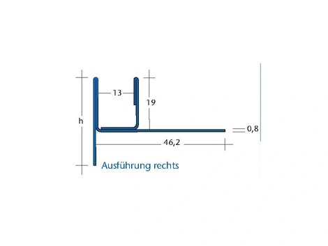 Blanke Aqua-Keil Glas Edelstahl geb. re. Anschl. 1200 mm