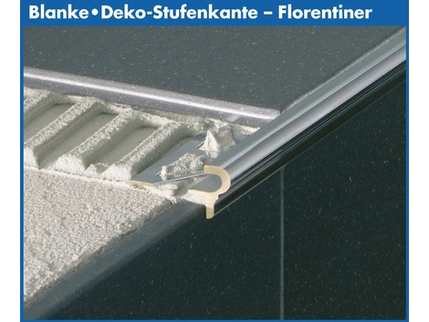 Blanke Deko-Stufenkante Flor. Alu silber matt 1000x12,5 mm